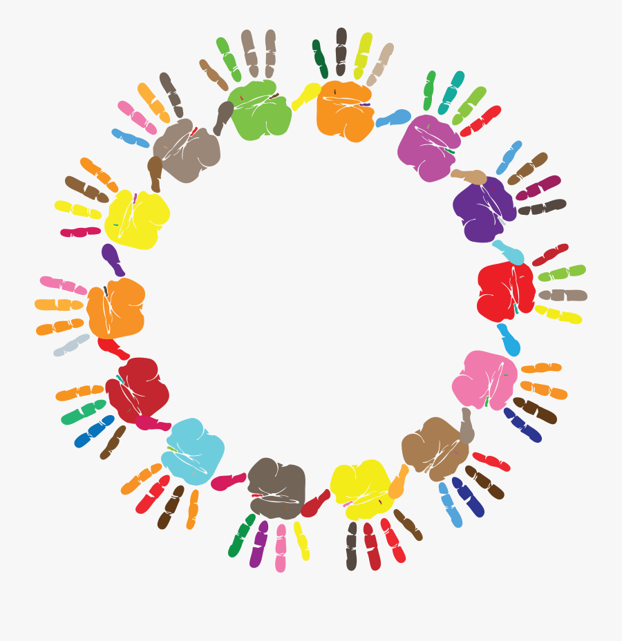 Free Clipart Of A Round Frame Of Handprints In Color - Hands In Circle Png, Transparent Clipart