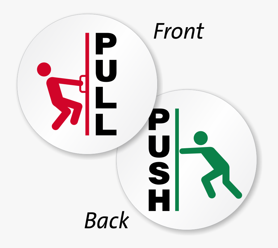 Pull Push With Graphic 2-sided Label - Push & Pull Sticker, Transparent Clipart