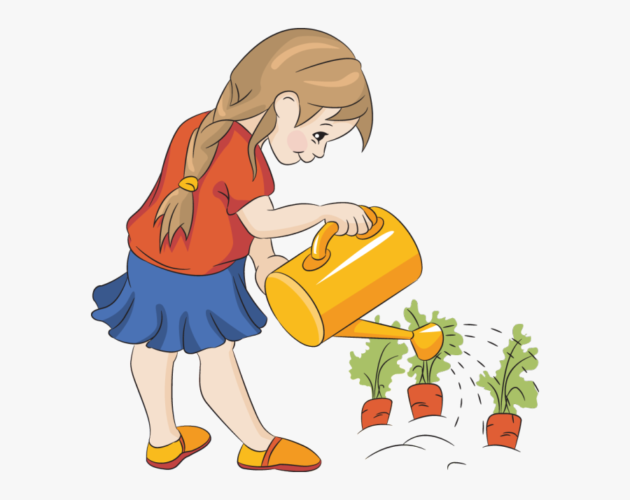 Girl Watering Plants Clipart - Watering Clipart, Transparent Clipart
