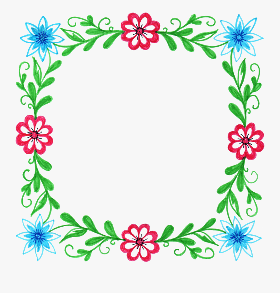 Watercolour Flower Frame Border Clip Art Graphic Design - Frame Design, Transparent Clipart