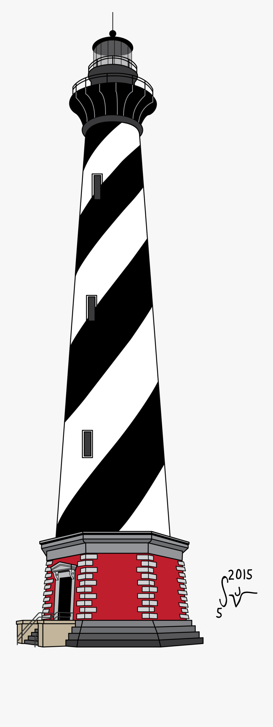 Drawn Lighthouse Cape Hatteras Lighthouse - Cape Hatteras Lighthouse Drawing, Transparent Clipart