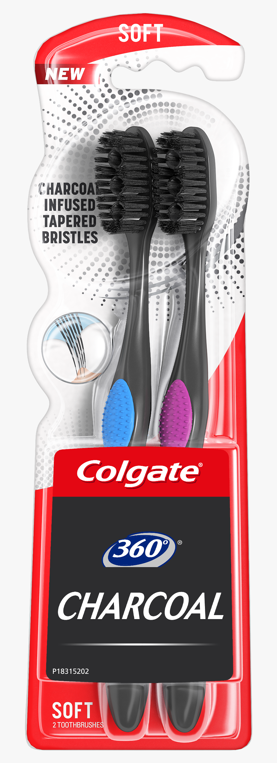 Colgate Charcoal Toothbrush, Transparent Clipart