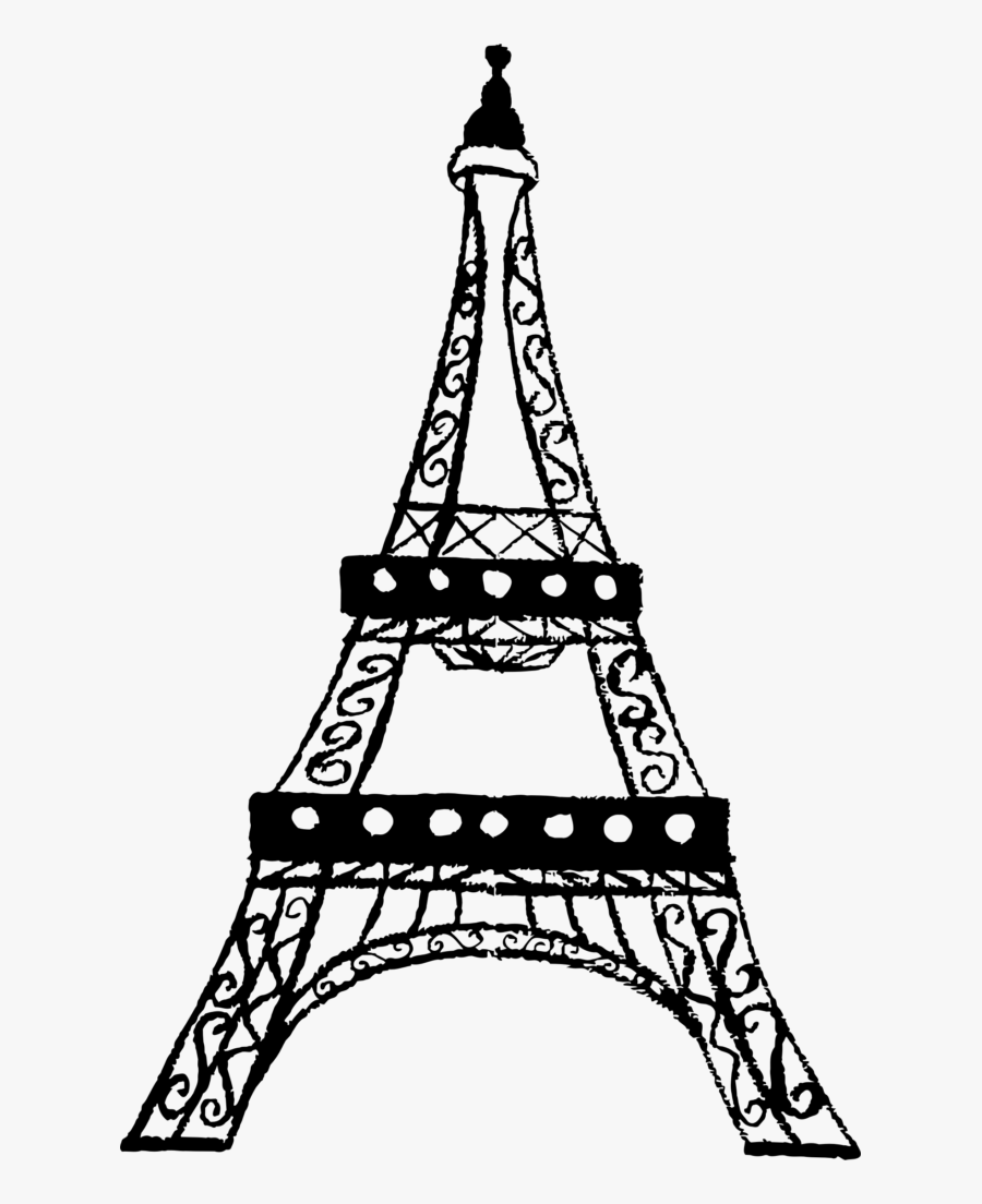 Eiffel Tower Charcoal Sketch - Eiffel Tower Clipart Transparent Background, Transparent Clipart