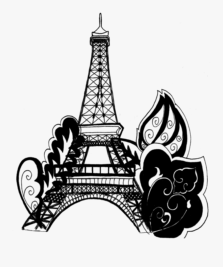 Transparent Paris Clipart - Eiffel Tower Paris Printable Coloring Pages, Transparent Clipart