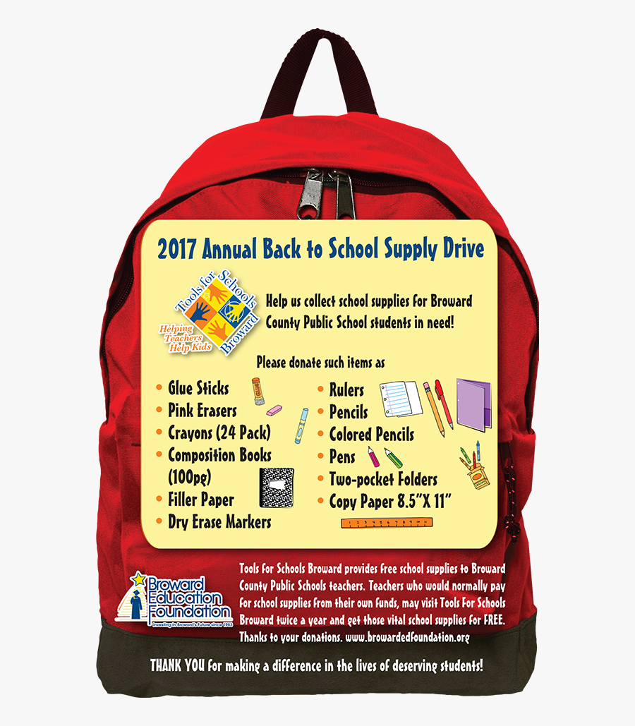 Backpack Clipart Teacher - Free Back To School Supplies 2017, Transparent Clipart