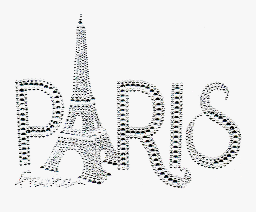 Paris France Eiffel Tower Bold Font Iron On Design - Line Art, Transparent Clipart