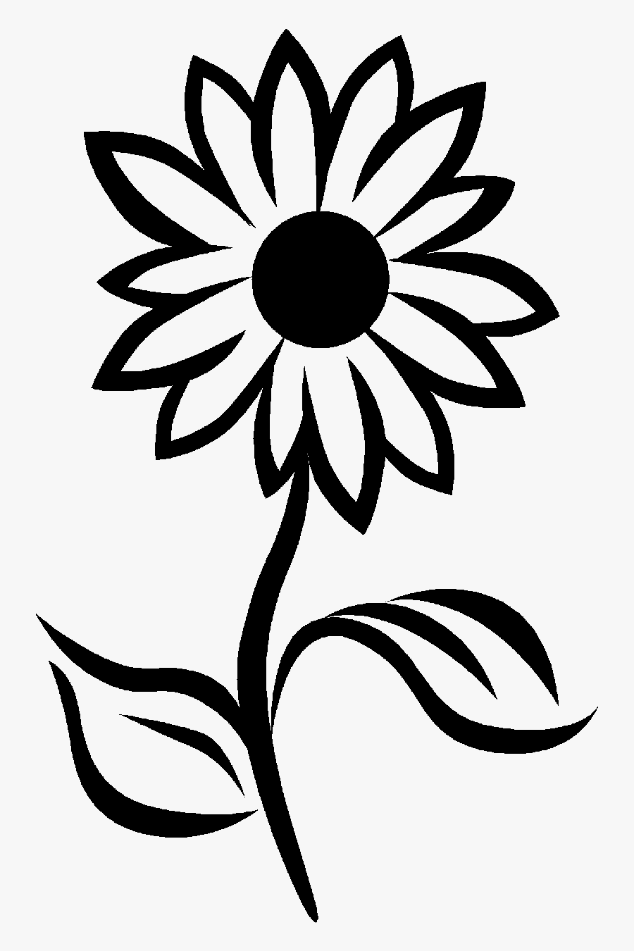 Sun Black And White Clipart Small - Sunflower Black And White, Transparent Clipart