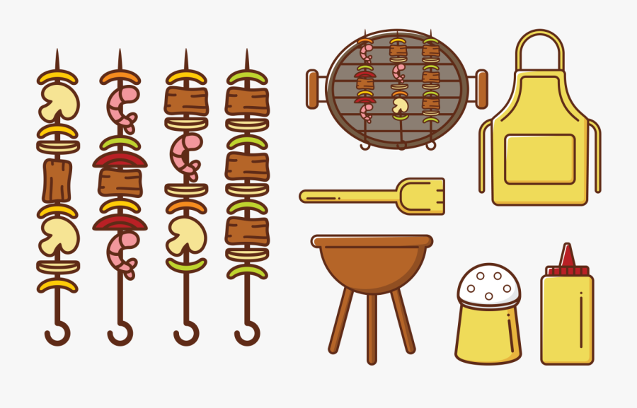 Brochette Kebab Skewers Icons Vector - Bbq And Cocktail Graphic Free To Use, Transparent Clipart