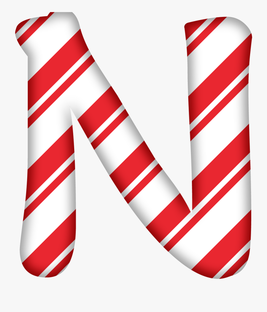 Candy Cane Lollipop Alphabet - Letter N For Christmas, Transparent Clipart