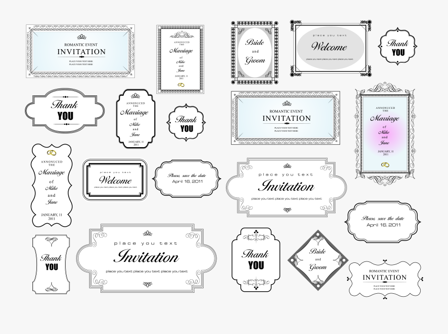 Title Simple Vector Invitation Border Card Clipart - Label, Transparent Clipart