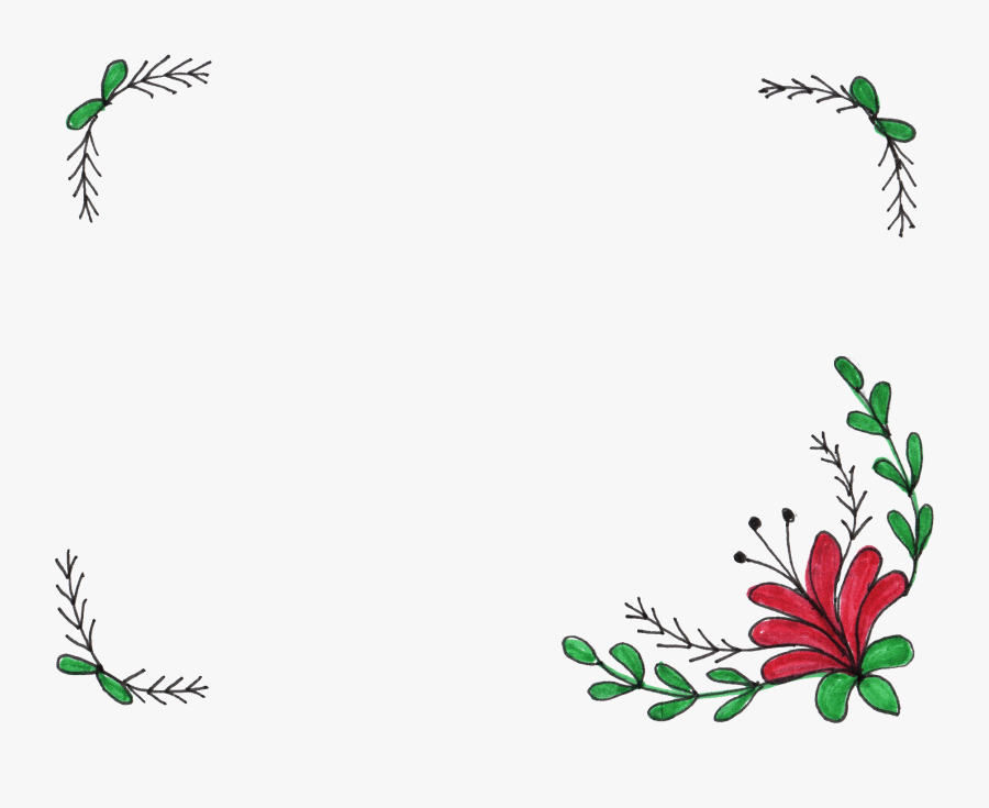 Simple Flower Frame Drawing, Transparent Clipart