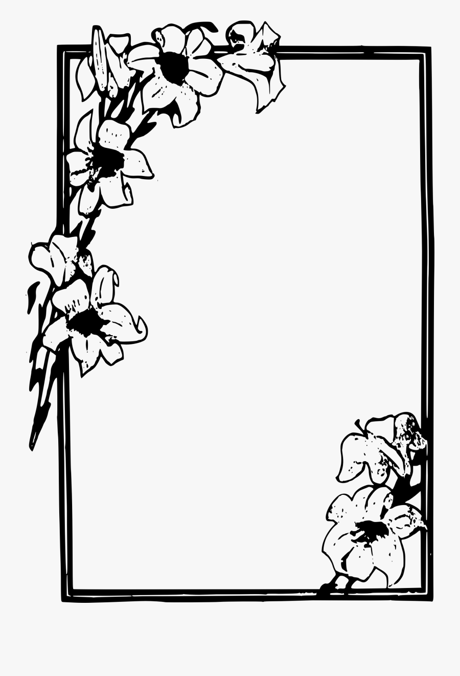 Transparent Floral Frame Clipart - Flower Frame Clipart Black And White, Transparent Clipart