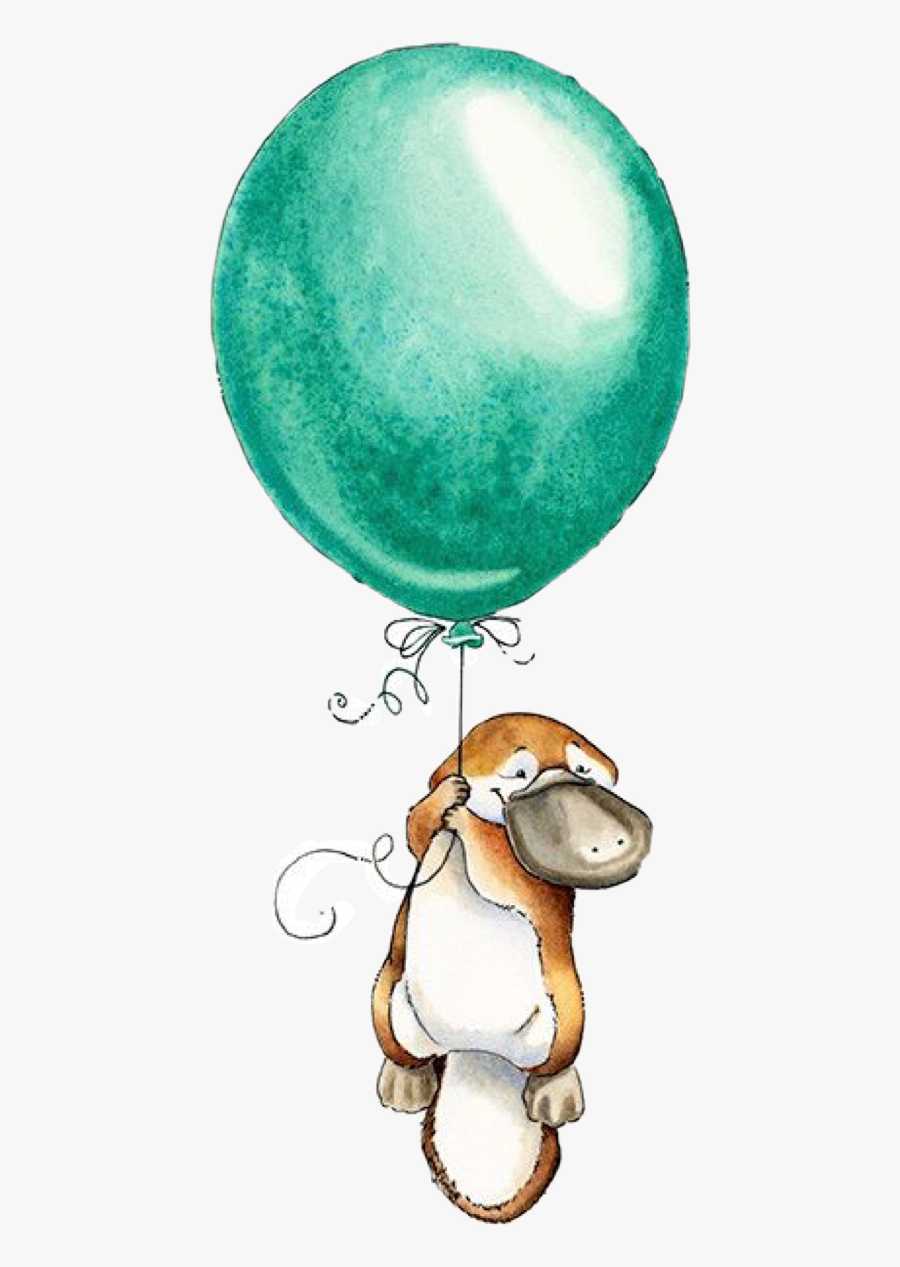 #balloon #platypus #cute #animal #freetoedit - Watercolour Animals Floating Balloons, Transparent Clipart