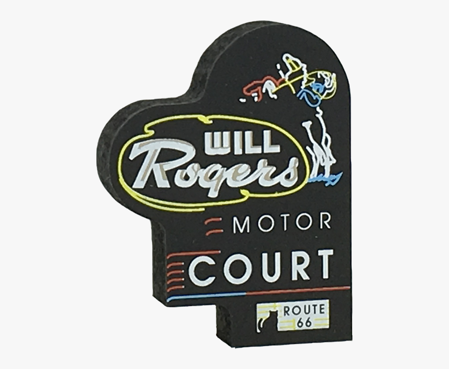 Rt 66-will Rogers Motor Court Neon Sign, Tulsa, Ok - Label, Transparent Clipart