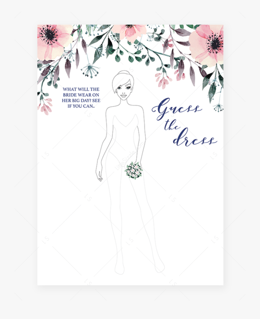 Floral Guess The Dress Bridal Shower Games Cards By - Would She Rather Bridal Shower Game, Transparent Clipart