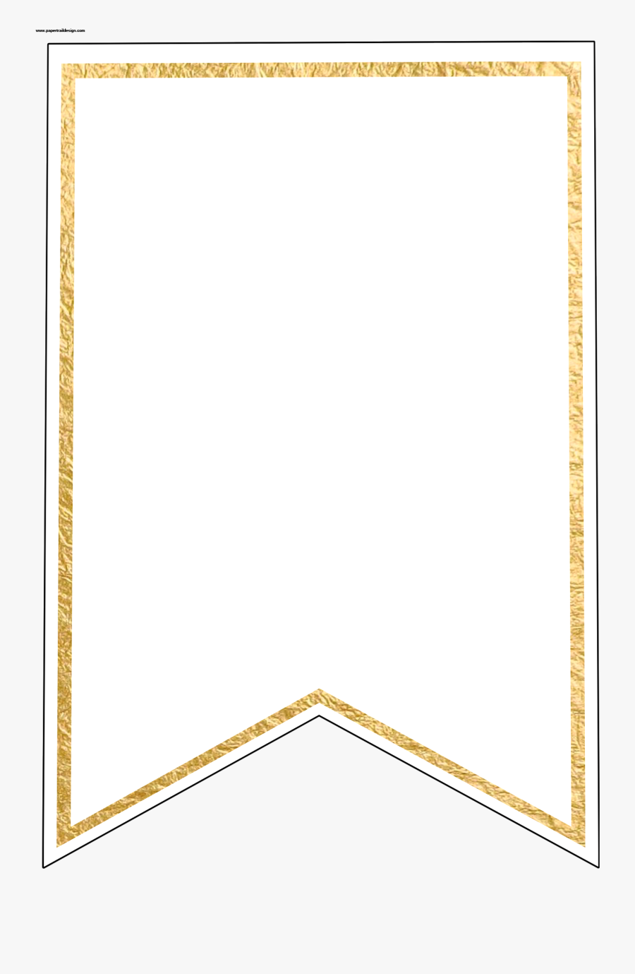 Gold Pennant Banner Blank Template Flag Banner Template - Transparent Background Banner Blank Template, Transparent Clipart