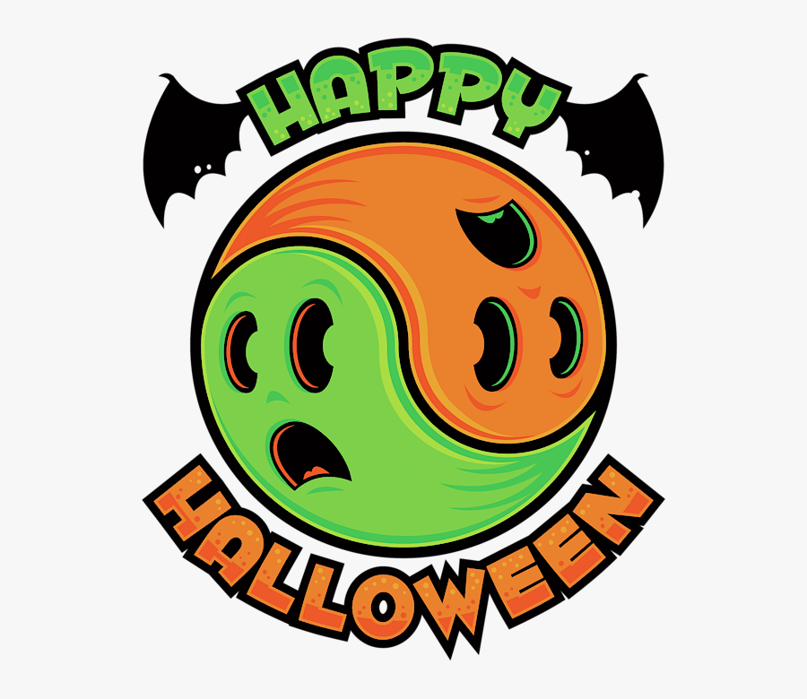 Happy Halloween Ghost Yin Yang, Transparent Clipart