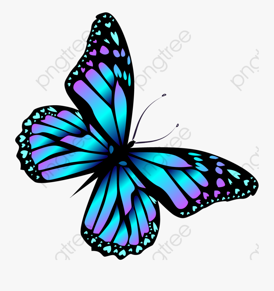 Cartoon Blue Butterfly, Transparent Clipart