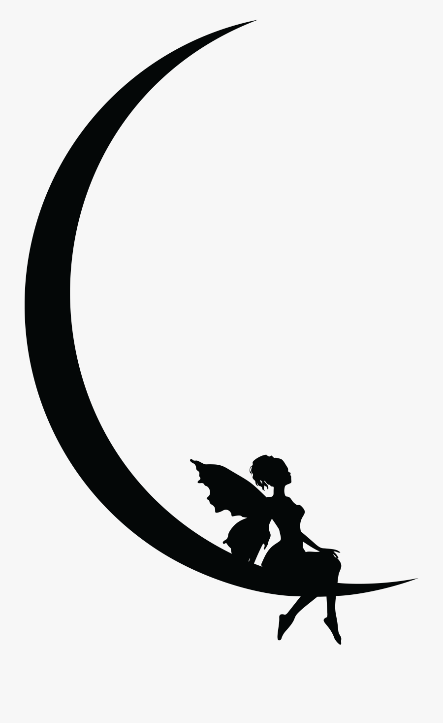 Silhouette,fictional Character,monochrome Photography - Crescent Moon And Fairy, Transparent Clipart