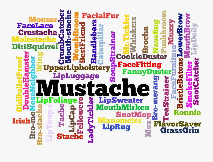 Colorful Mustache Word Cloud Clip Arts, Transparent Clipart