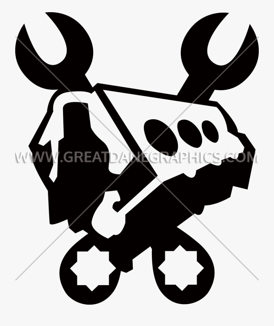 Engine With Wrenches - Black And White Mechanic Clipart, Transparent Clipart