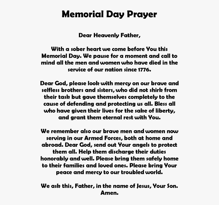Memorial Day Prayer, Transparent Clipart