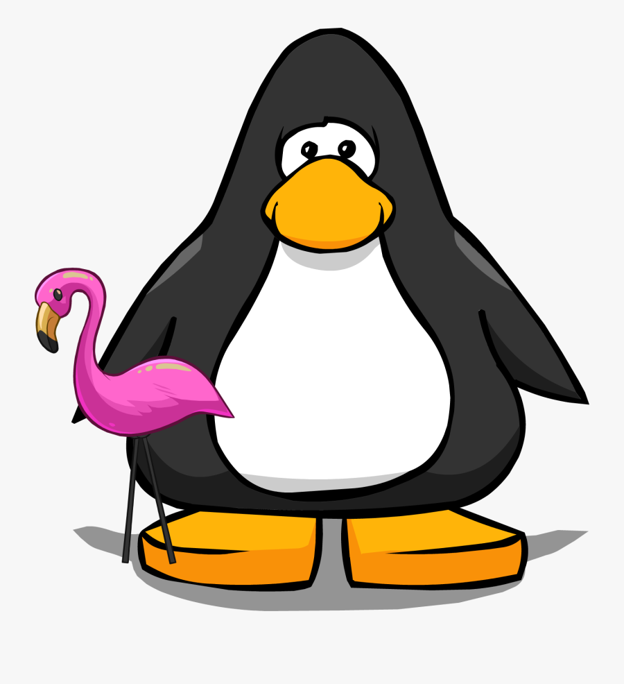 Pink Flamingo On A Player Card - Penguin With Santa Hat, Transparent Clipart