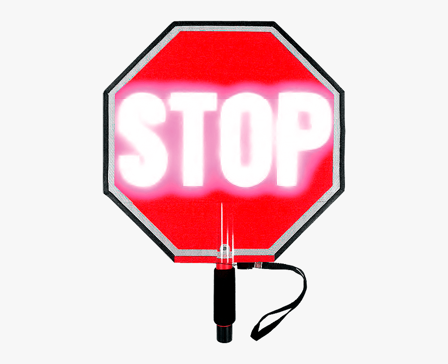 Paddle Stop Slow Flashing Led Hand Held Sign - Flashing Stop Signs, Transparent Clipart