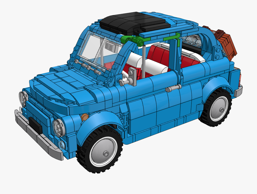 Transparent Blue Car Clipart - Lego Fiat 500 Instructions, Transparent Clipart