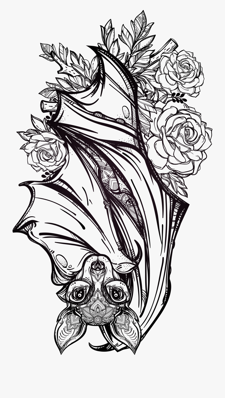 Tattoo Bat Fashion Artist Flash Gothic Hand-painted - Bat Tattoo Flash, Transparent Clipart