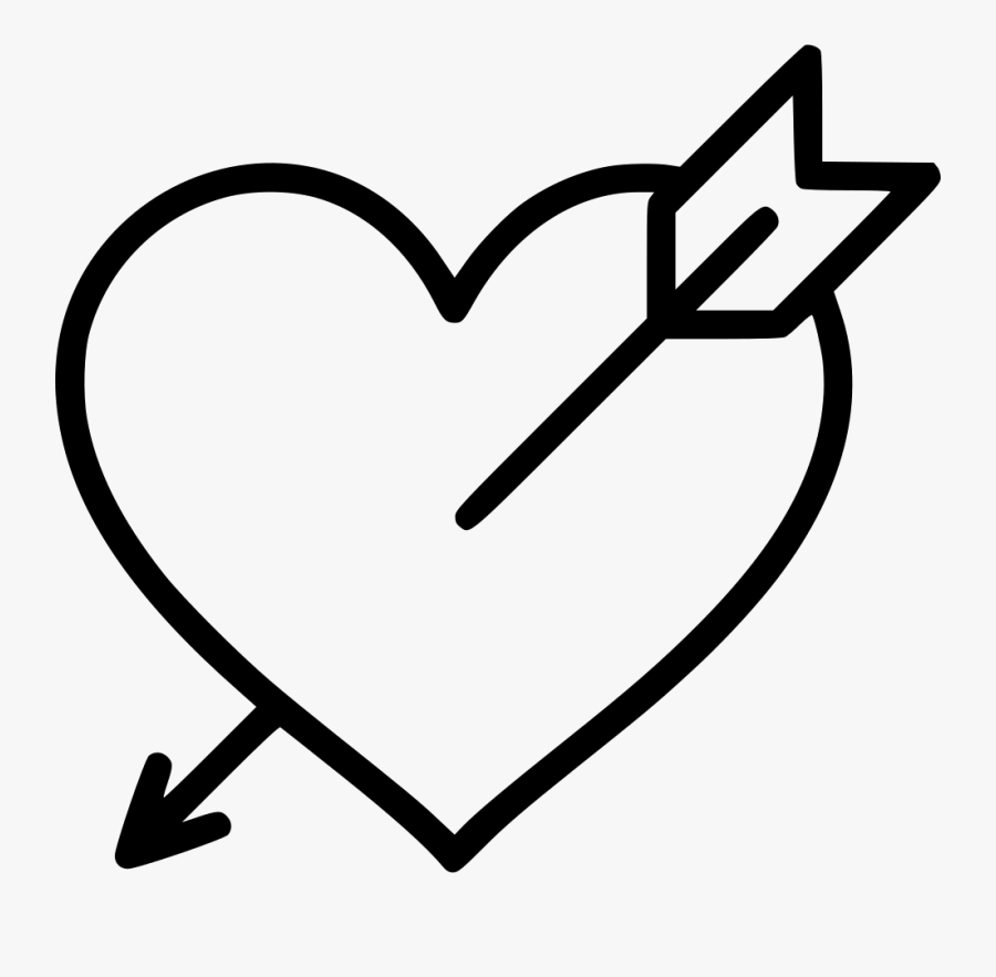 Line Art,coloring Book,line,organ,clip Art,heart,black - Heart With Arrow Icon Transparent Background, Transparent Clipart