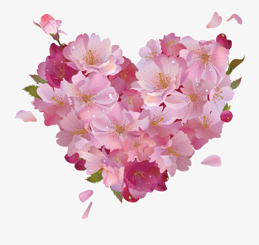 Transparent Flower Shape Png - Heart With Spring Flowers, Transparent Clipart