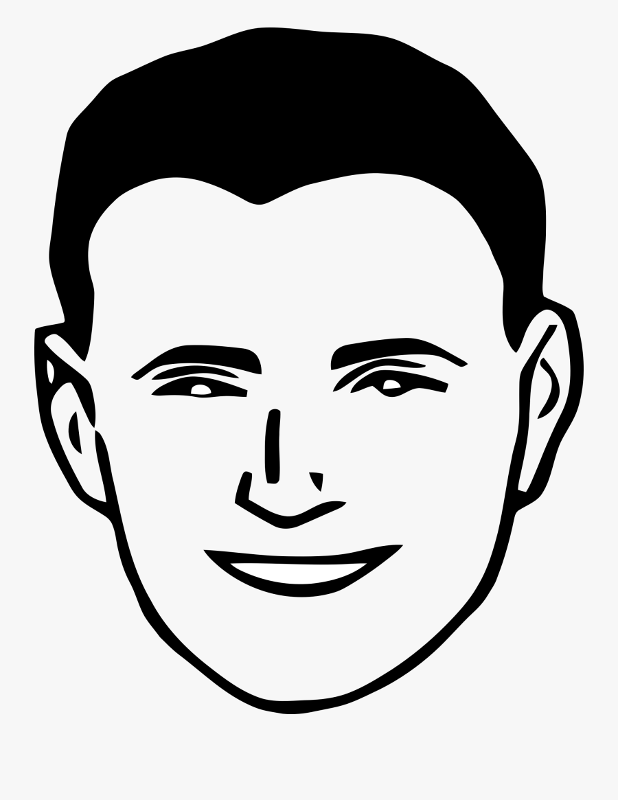 Smile Face Clip Art - Man Face Clipart Black And White, Transparent Clipart
