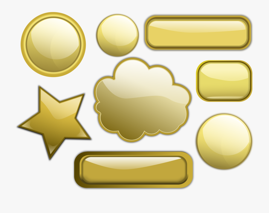 Some Gold Buttons Clip Arts, Transparent Clipart