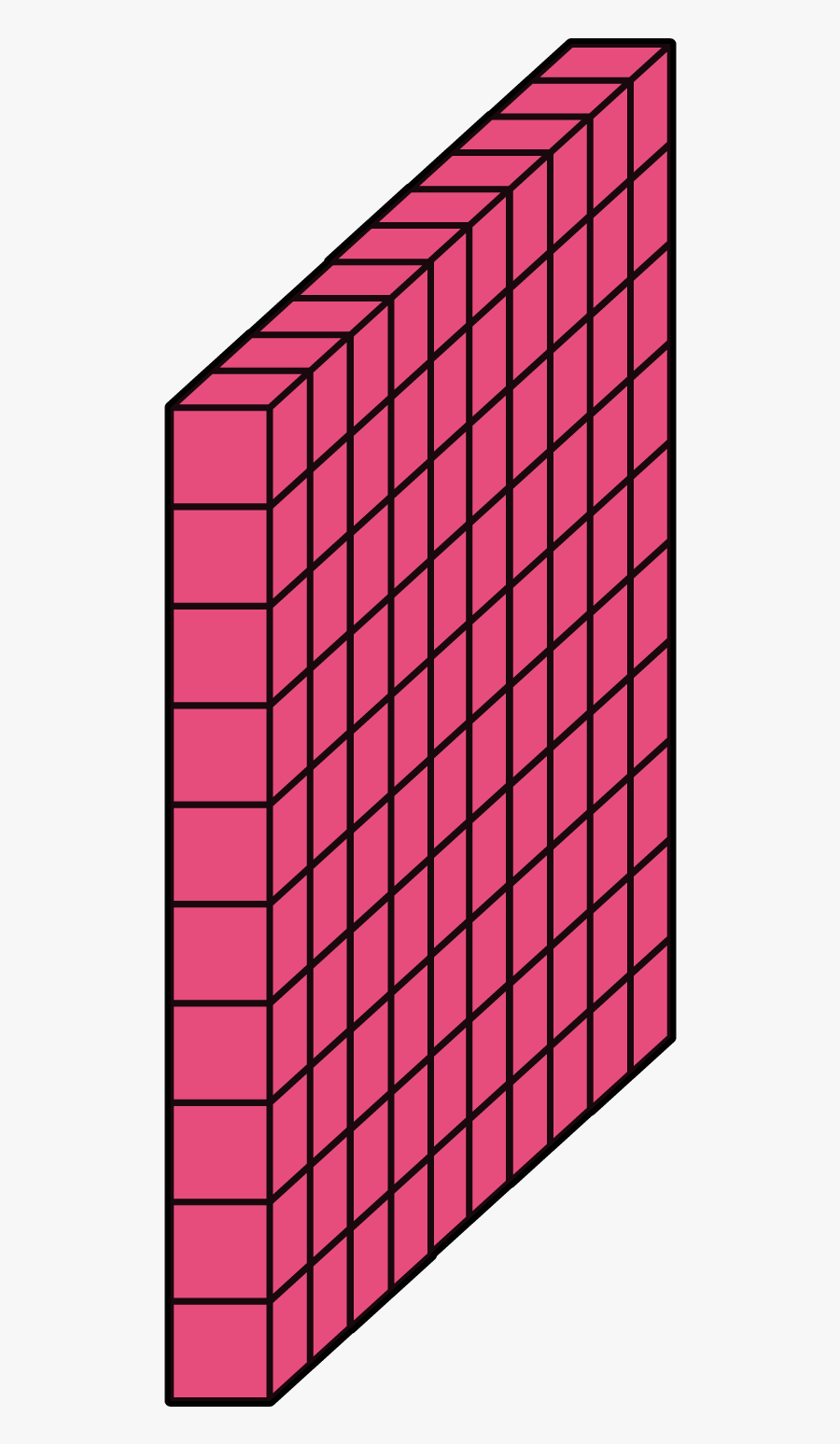 Pink Flat Base Ten Blocks, Transparent Clipart
