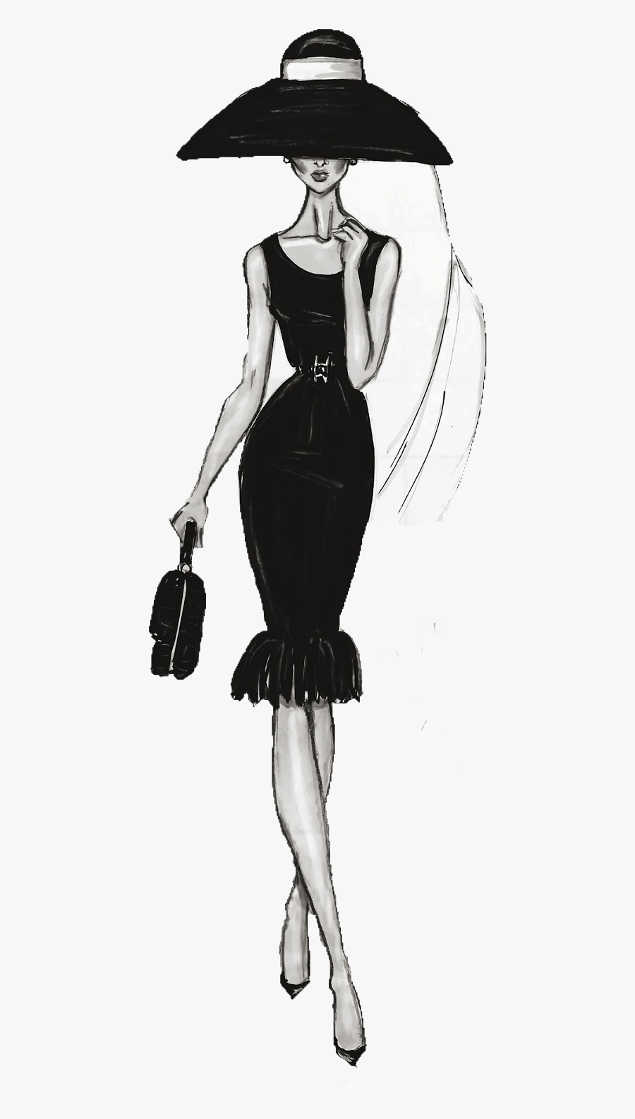 Female Fashion Drawing Illustration Chanel Free Clipart - Hayden Williams Audrey Hepburn, Transparent Clipart