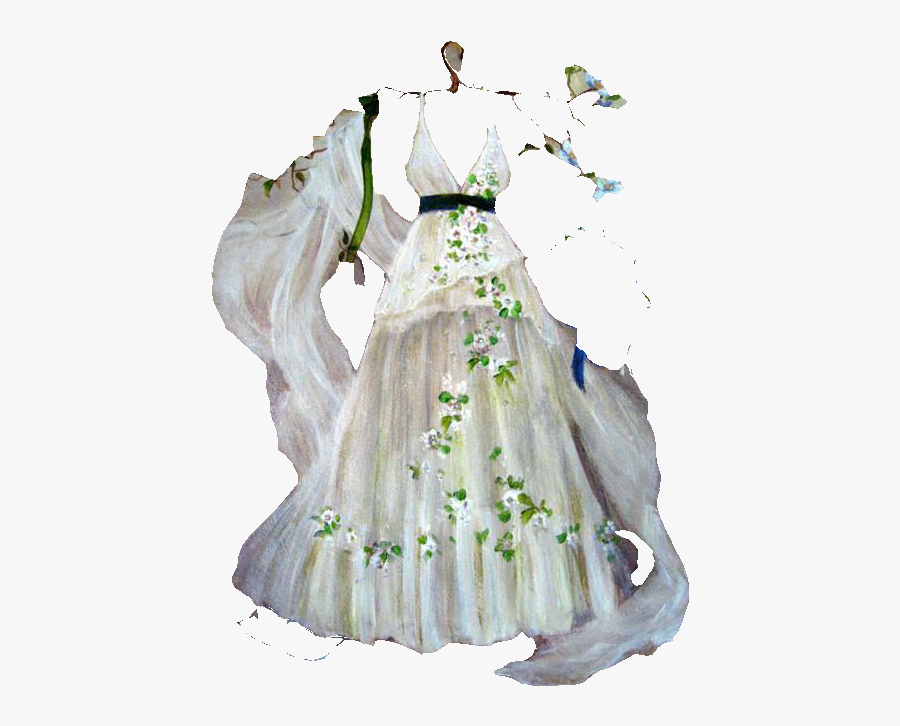 Wedding Dress Fashion Design Clipart - Wedding Dress Painting, Transparent Clipart
