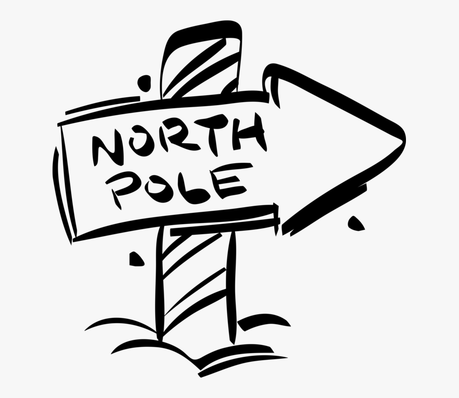 Vector Illustration Of North Pole Sign At Christmas - North Pole Sign Clipart Black And White, Transparent Clipart
