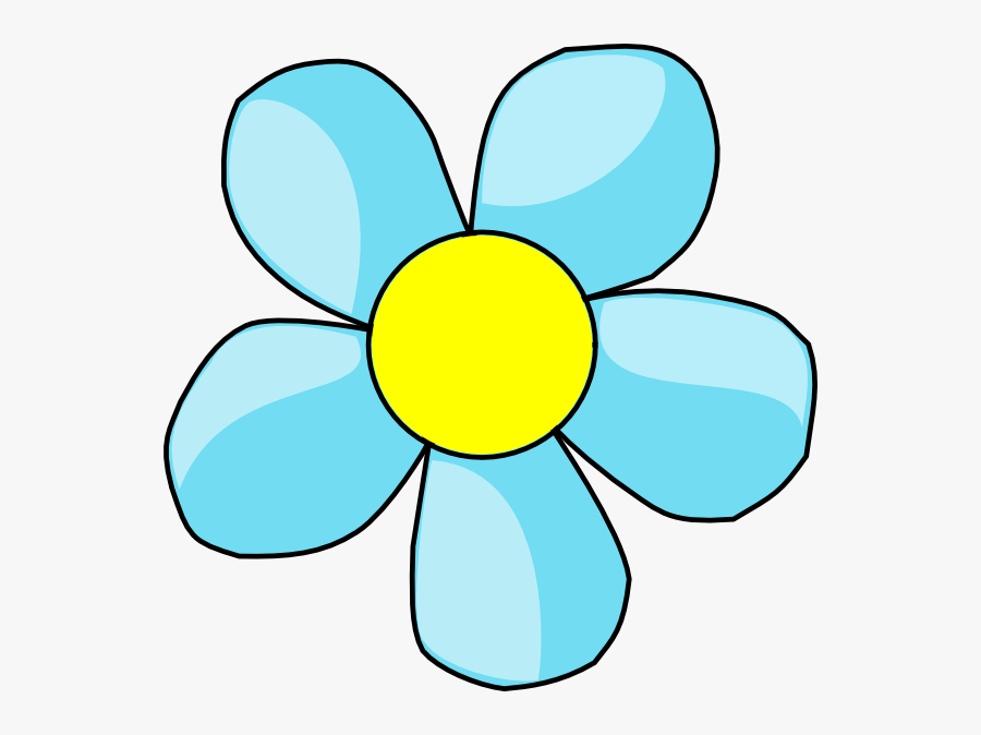 Turquoise Blue Flower With Yellow Center Clip Art At - 5 Petal Flower Clipart, Transparent Clipart