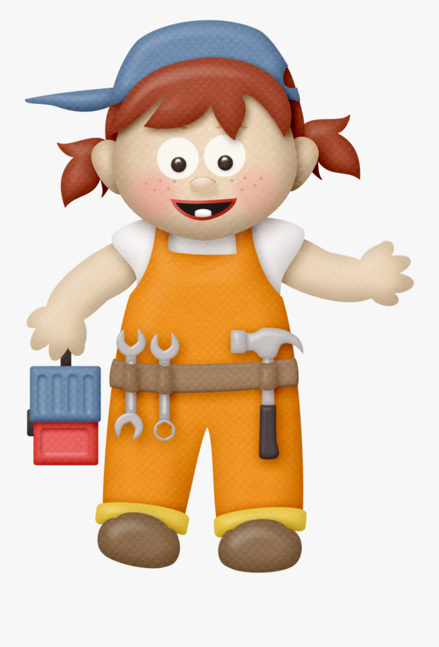 Girl Construction Worker Cartoon, Transparent Clipart