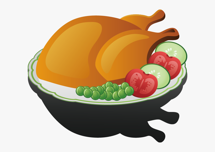 Roast Chicken Fried Chicken Barbecue Chicken - Chicken On A Table Cartoon, Transparent Clipart