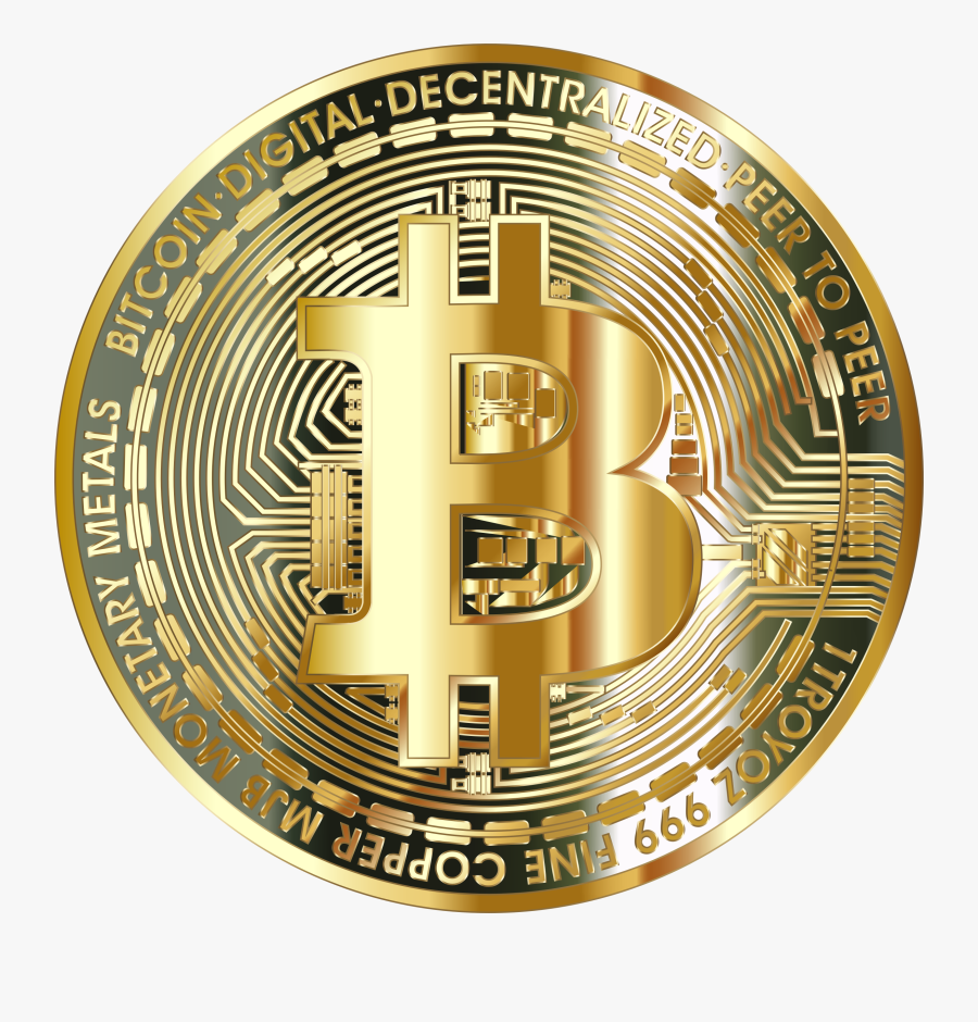 Gold Bitcoin Coin Graphic, Transparent Clipart