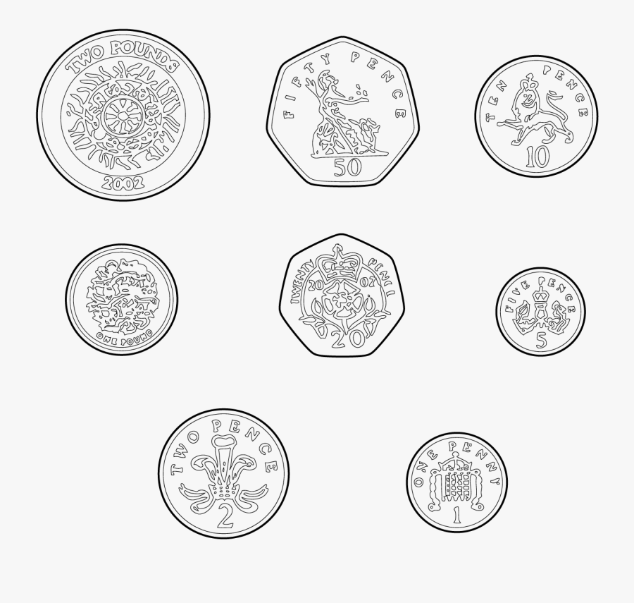 Gold Coin Template Costumepartyrun - Uk Coins Clipart Black And White, Transparent Clipart