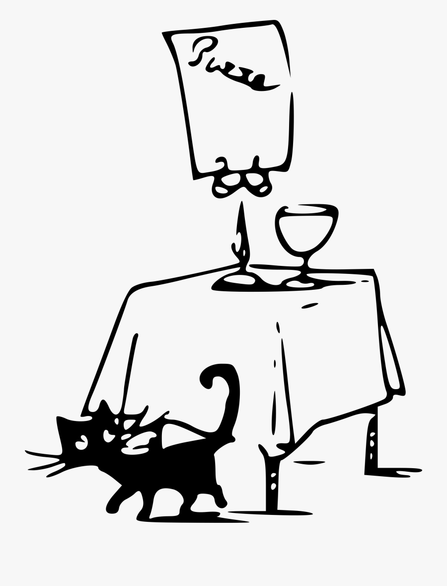 Cat Next To The Table Drawing, Transparent Clipart