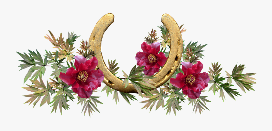 Horse Shoe Lucky Peony Free Picture - Herraduras De Caballo Con Flores, Transparent Clipart