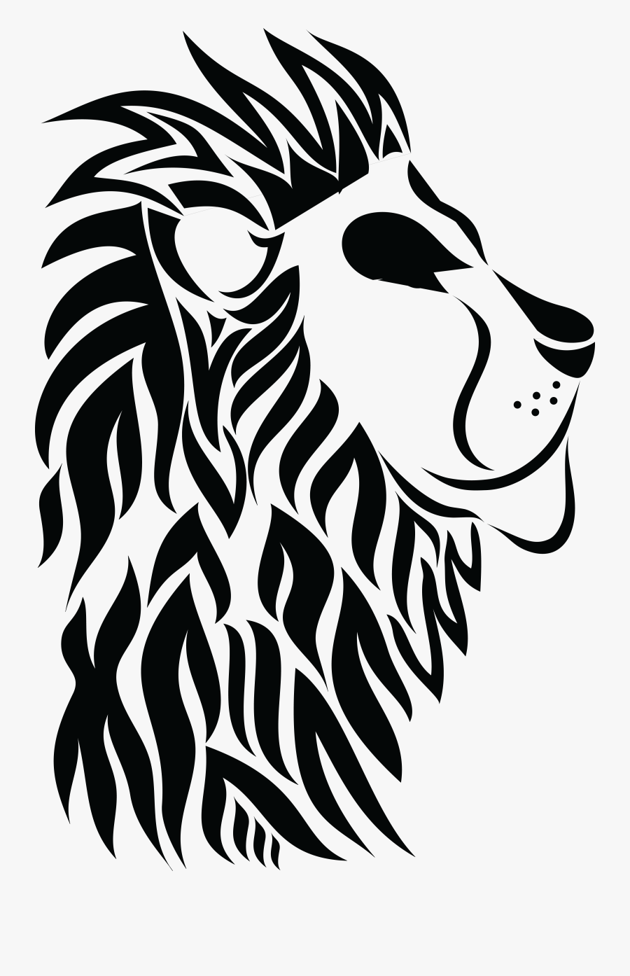 Free Clipart Of A Profiled Male Lion, Black And White - Lion Scroll Saw Patterns Free, Transparent Clipart