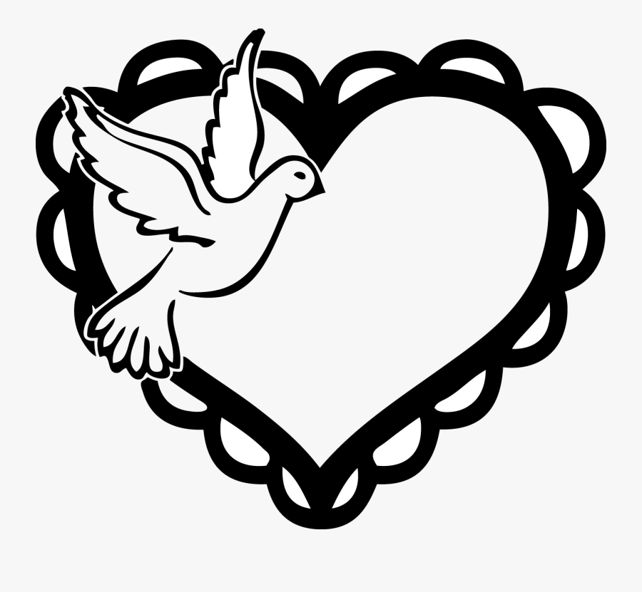 Dove Clipart Heart - Simple Love Birds Drawing, Transparent Clipart