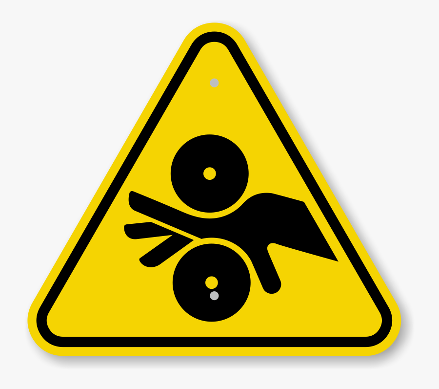 Iso Entanglement Pinch Point Symbol Warning Sign - Warning Label Pinch Point, Transparent Clipart