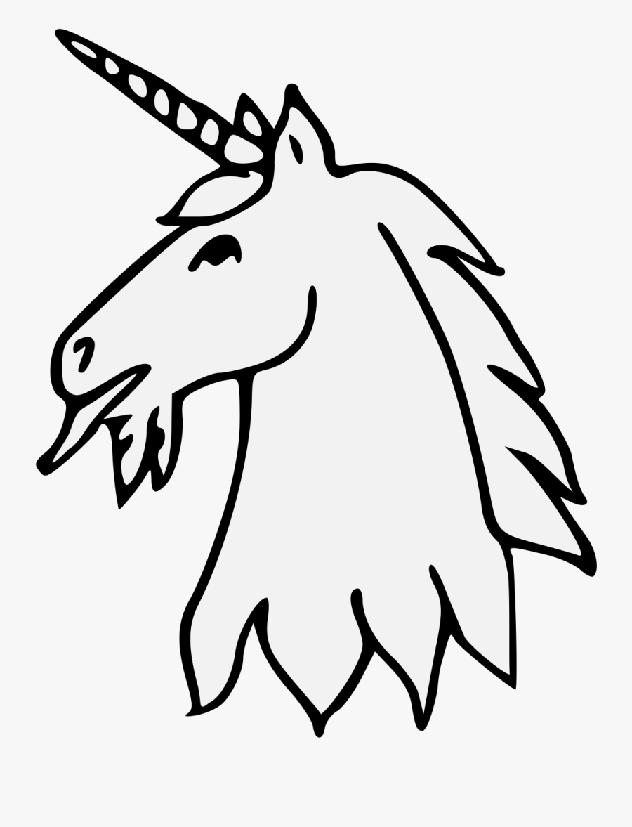 Unicorn Head Line Drawing, Transparent Clipart