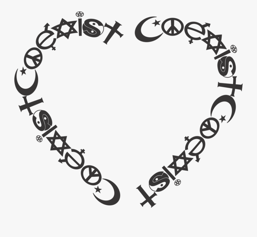 Heart,love,line Art - Coexist Free, Transparent Clipart